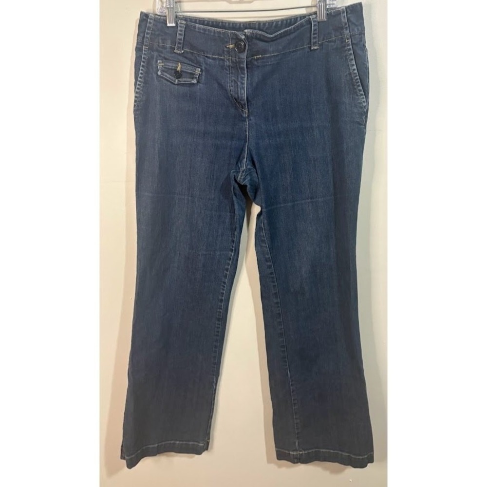 Talbots Signature Flare‎ Jeans Womens 12 Dark Wash Wide Leg Trouser